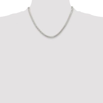 Sterling Silver Rhodium-plated Polished 5.7mm Domed Curb 18 Inch Chain