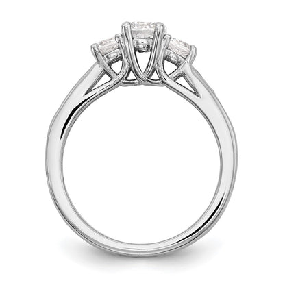 14K White Gold 1 1/2 carat Lab Grown Diamond VS/SI+ G+ Round Complete Three Stone Engagement Ring
