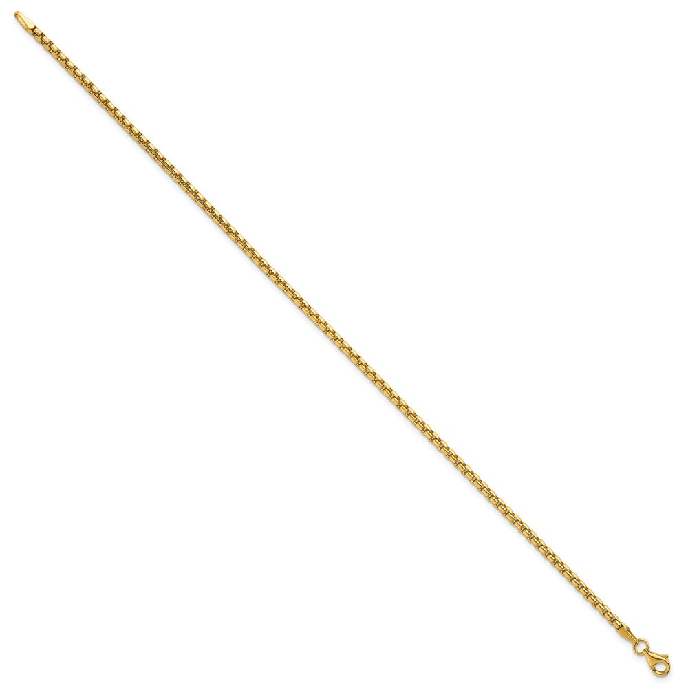 14K Yellow Gold Polished 2.25mm Rounded Box Chain 8.5 Inch Mens Bracelet