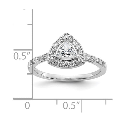 14K White Gold Halo Plus (Holds 1/2 carat (5.00mm) Trillion Center) 1/4 carat Diamond Semi-Mount Engagement Ring