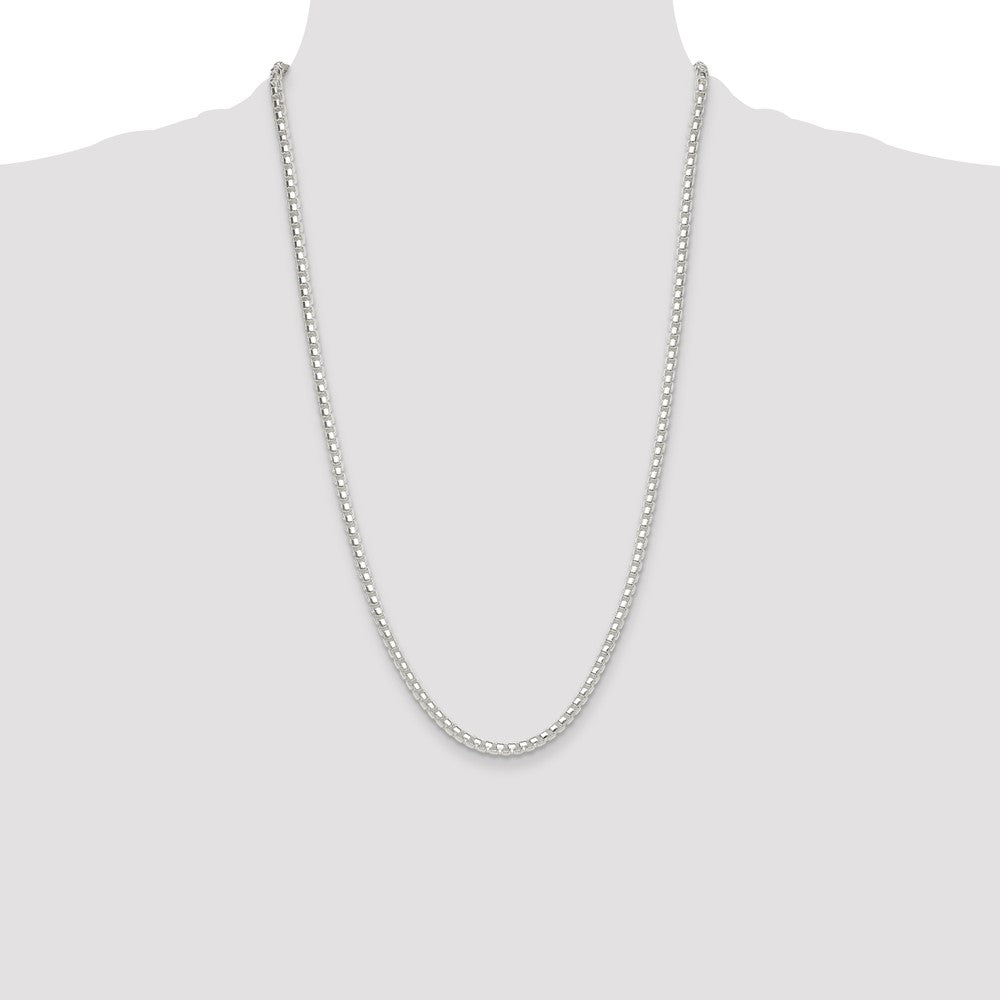 Sterling Silver Polished 4mm Round Box 26 Inch Chain