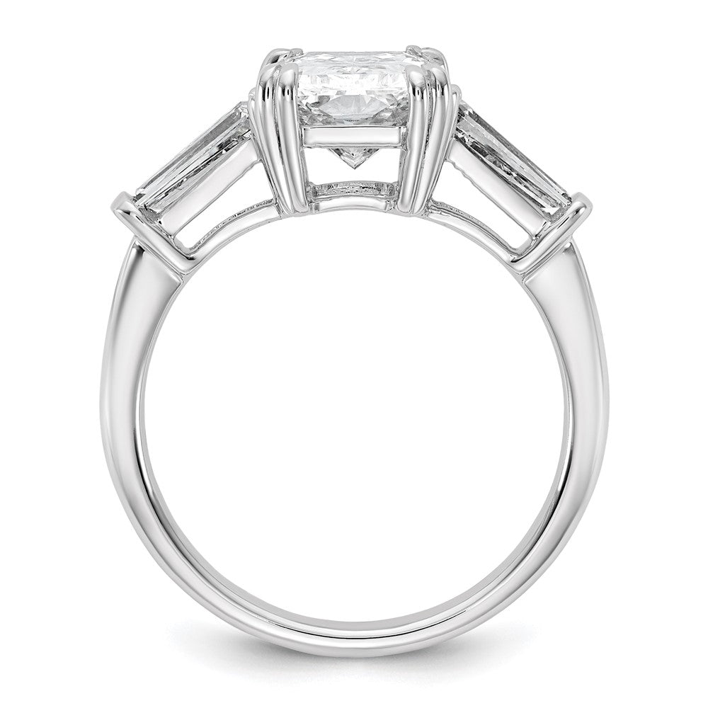 14K White Gold 3 1/5 carat Certified Lab Grown Diamond VS+ F+ Radiant with Tapered Baguette Sides Complete Engagement Ring