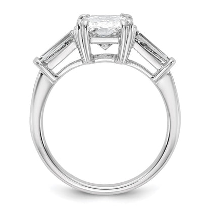 14K White Gold 3 1/5 carat Certified Lab Grown Diamond VS+ F+ Radiant with Tapered Baguette Sides Complete Engagement Ring