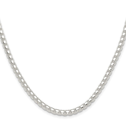 Sterling Silver Rhodium-plated Polished 4mm Round Box 26 Inch Chain