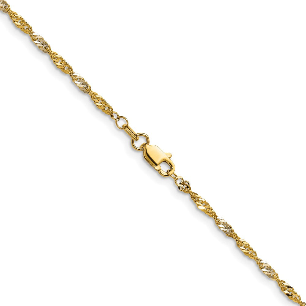 14K Yellow Gold with Rhodium 1.9mm Singapore 18 Inch Chain