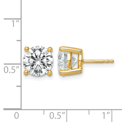 14K Yellow Gold 6 carat Certified Lab Grown Diamond VS+ F+ Round Complete Four Prong Lightweight Stud Earrings