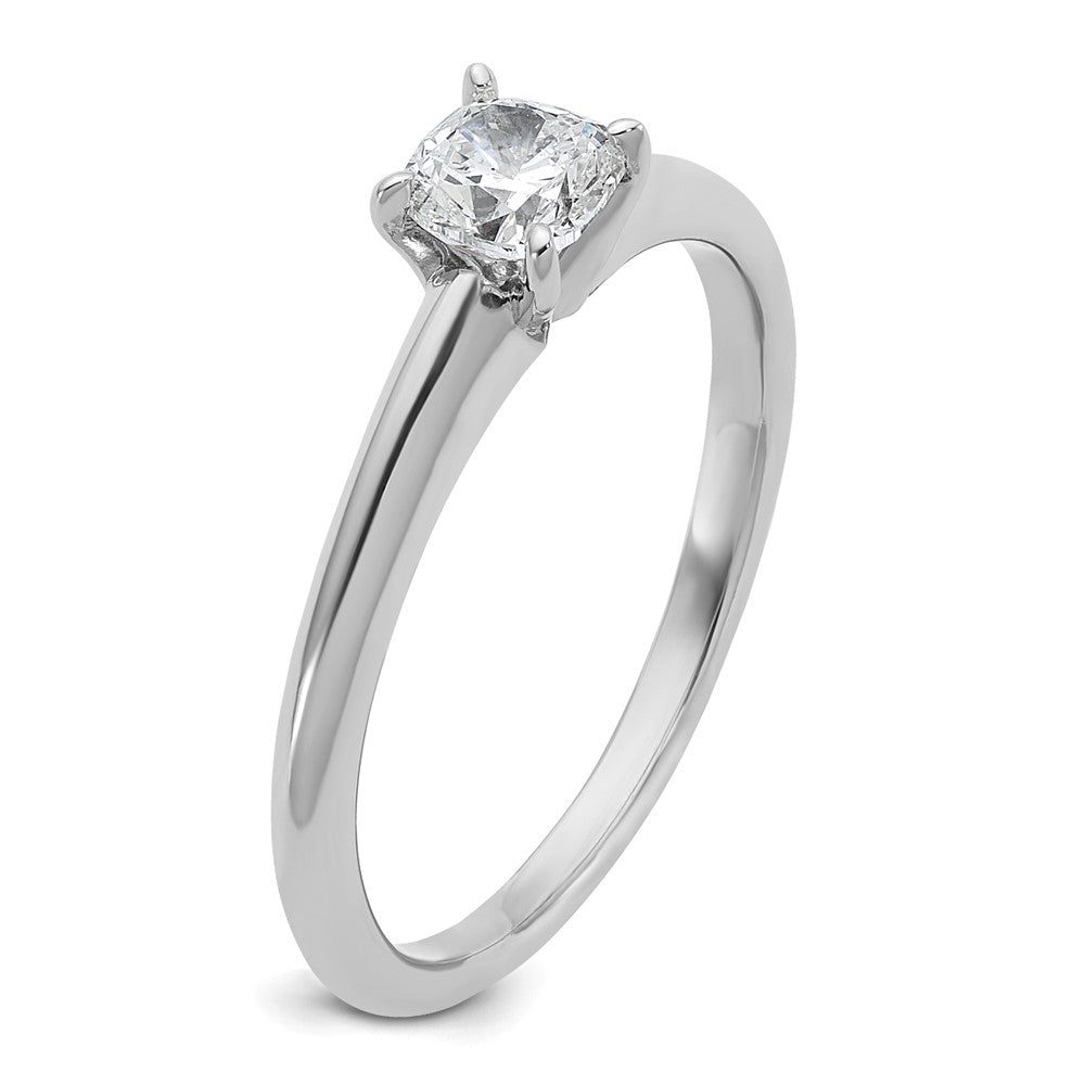 14K White Gold 1/2 carat Lab Grown Diamond VS+ F+ Cushion Complete Solitaire Engagement Ring