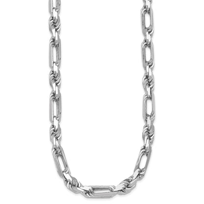 Sterling Silver Rhodium-plated Polished 8.00mm Figaro Rope Chain 20 Inch Necklace
