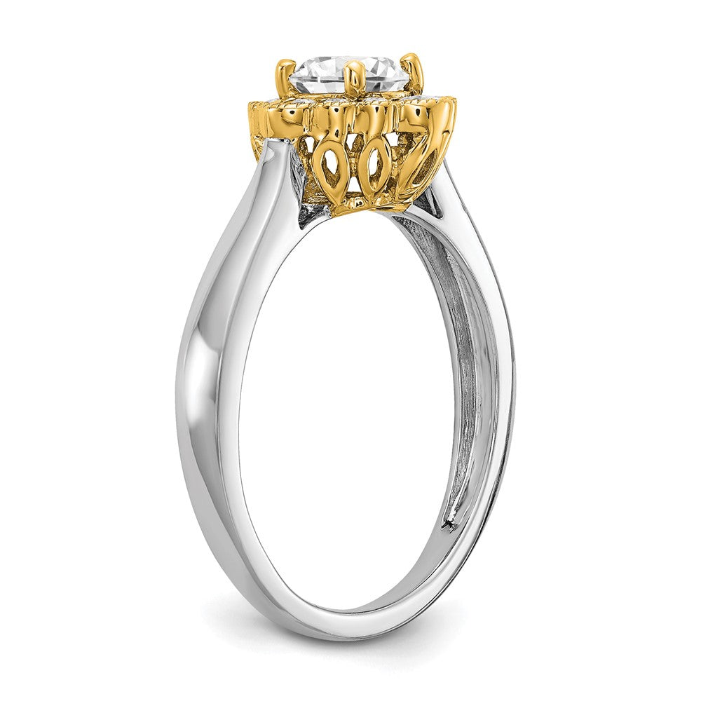 True Origin 14K Two Tone Gold 1/4 carat Lab Grown Diamond VS+ F+ Semi-Mount Round  Halo Engagement Ring