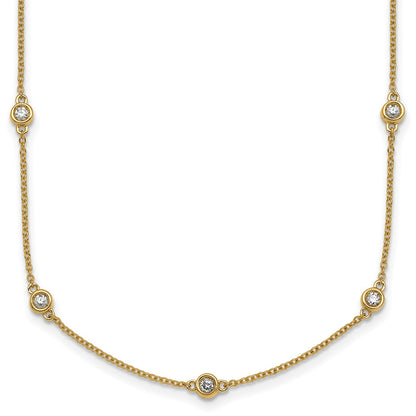 14K Yellow Gold Complete 5/8 carat Bezel-set Diamond and Cable Chain 17-Station 20 Inch Necklace