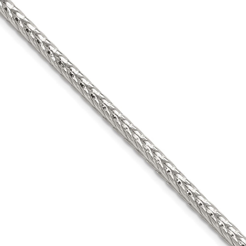 Sterling Silver 3.8mm Diamond-cut Round Franco 30 Inch Chain