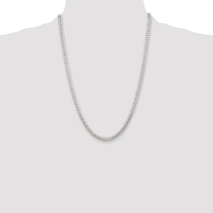Sterling Silver Rhodium-plated Polished 5.7mm Domed Curb 24 Inch Chain