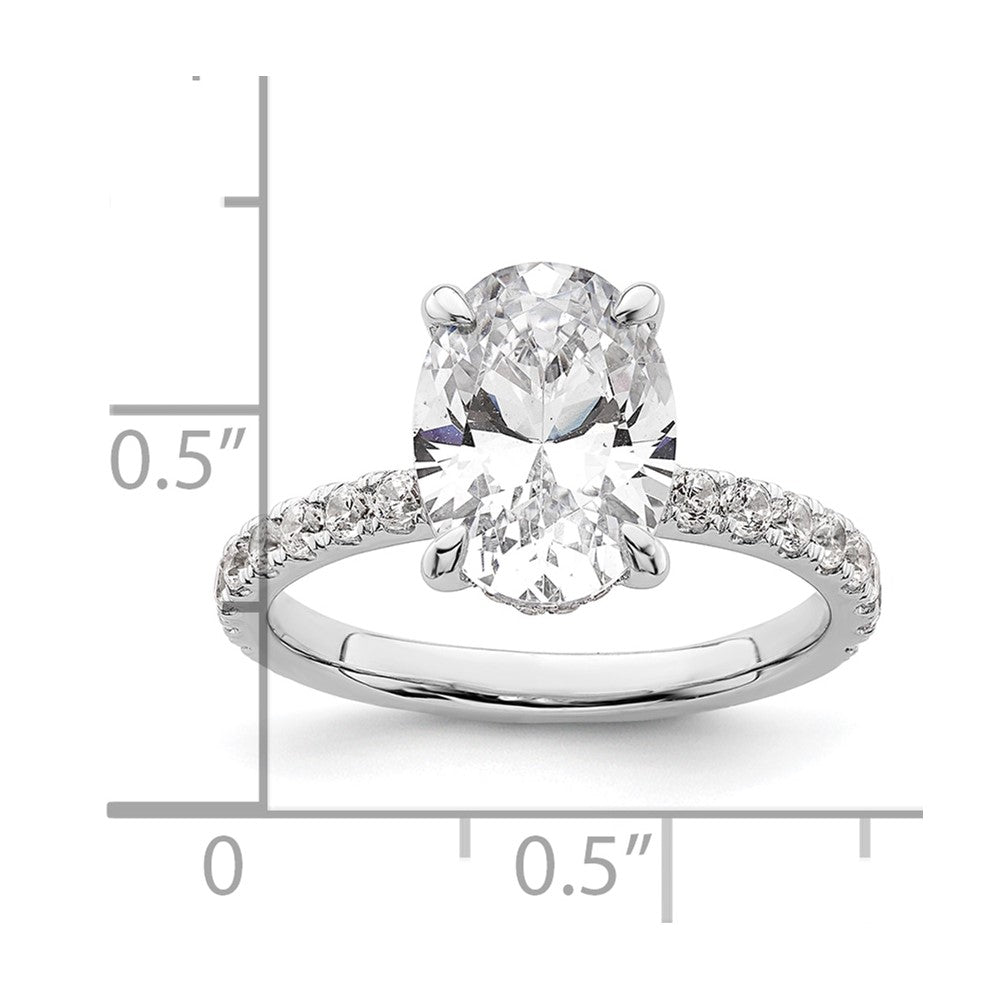 14K White Gold 3 1/2 carat Certified Lab Grown Diamond VS+ F+ Oval Complete Solitaire with Flair Engagement Ring