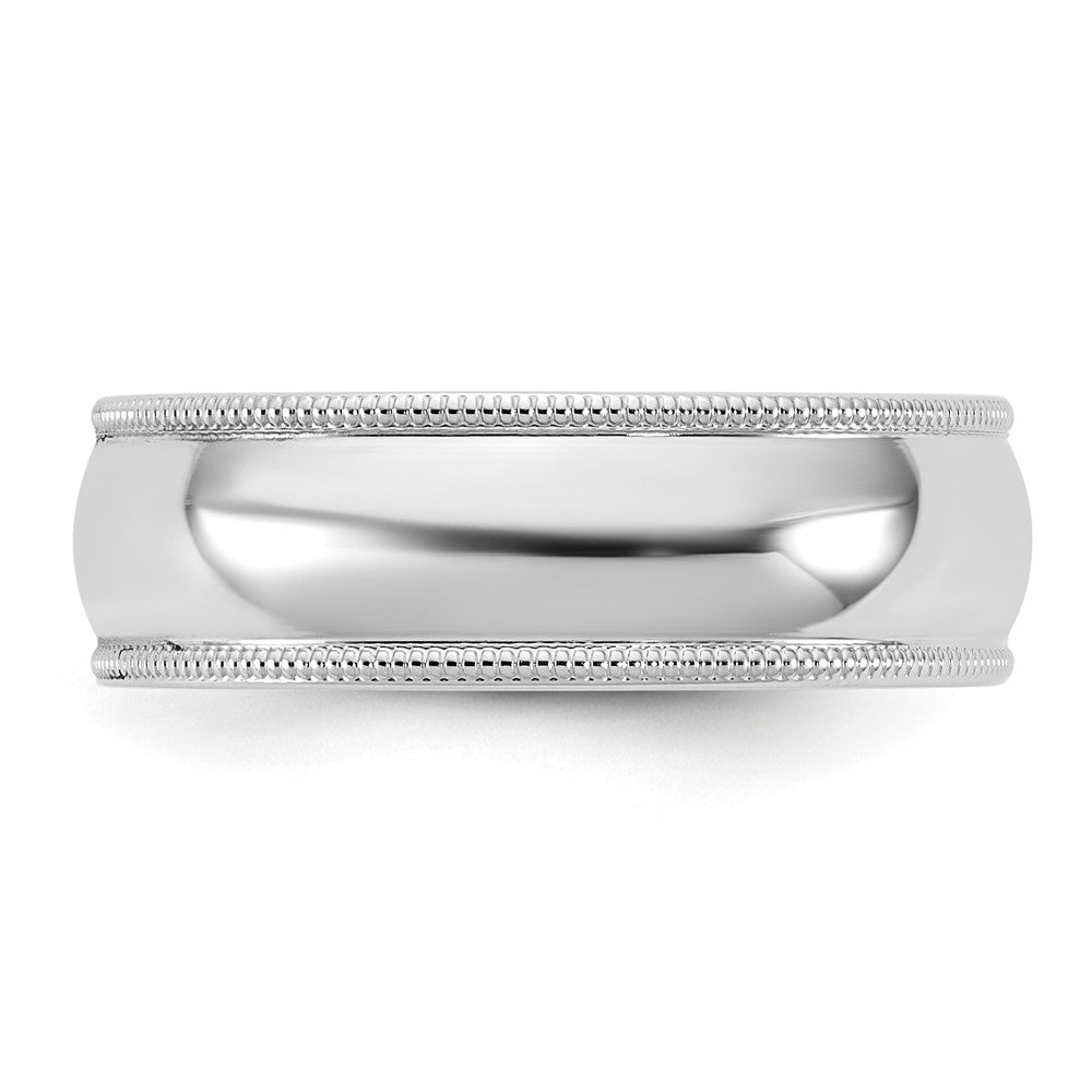 14k White Gold 6.5mm Milgrain Comfort Fit Wedding Band Ring