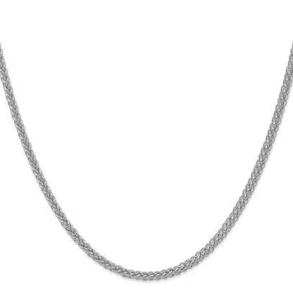 14K White Gold 2.6mm Semi-solid 3-Wire Wheat 16 Inch Chain