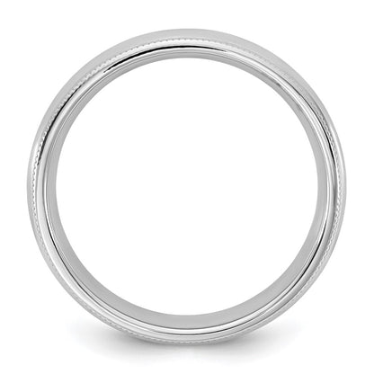 14k White Gold 4.5mm Milgrain Comfort Fit Wedding Band Ring