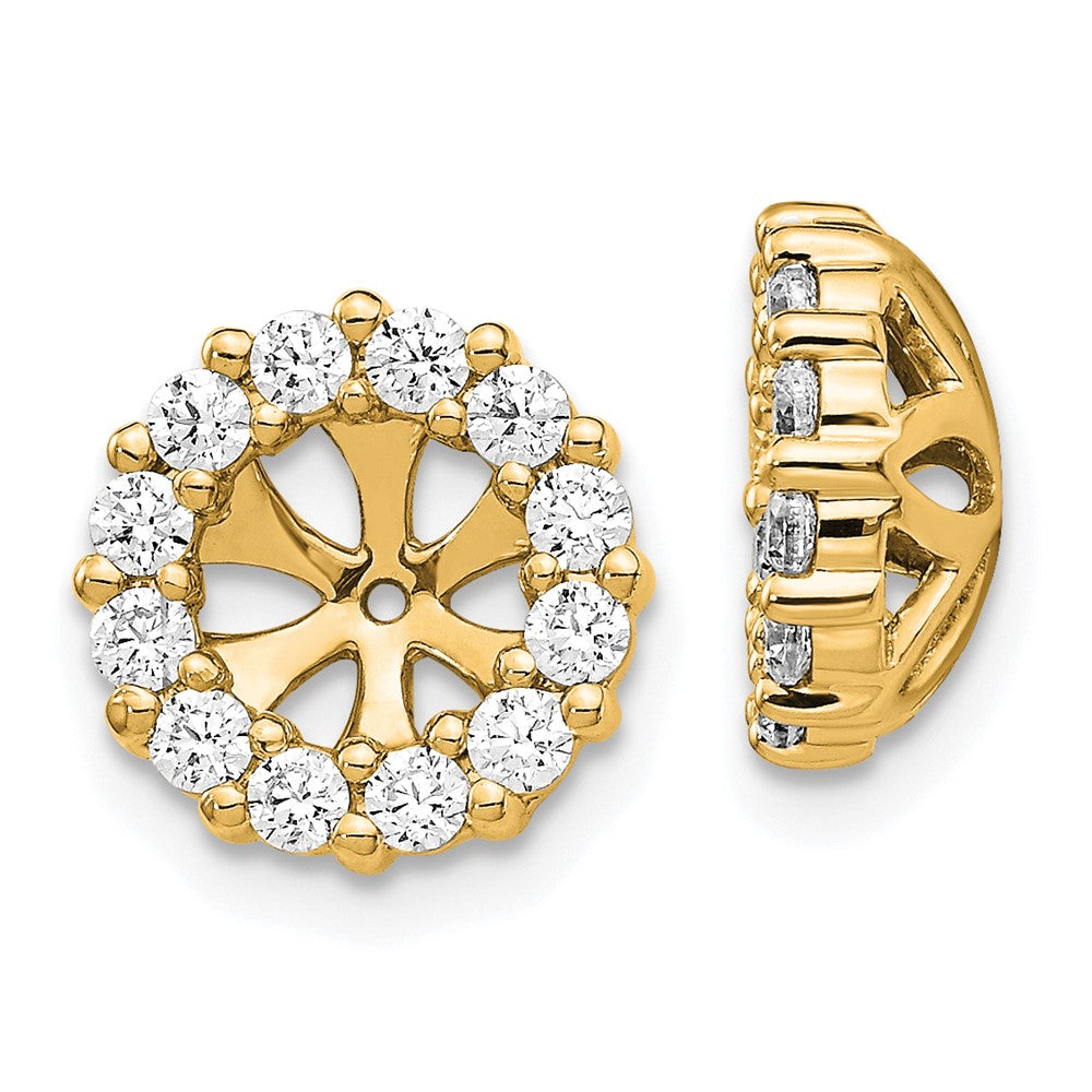 14K Yellow Gold 3/4 carat Diamond Circle Earring Jackets