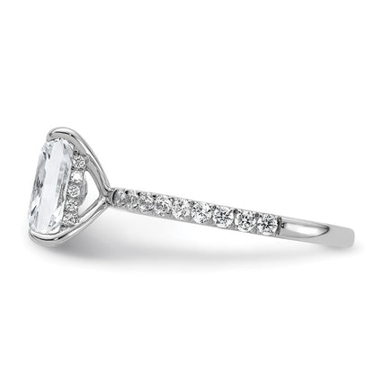 14K White Gold 2 3/8 carat Certified Lab Grown Diamond VS/SI+ G+ Radiant Complete Solitaire with Flair Engagement Ring