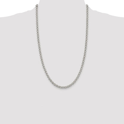 Sterling Silver Rhodium-plated 5mm Rolo 26 Inch Chain