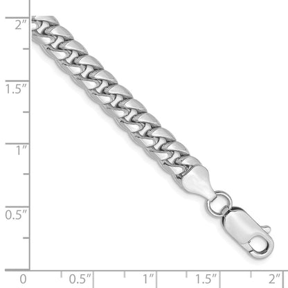 14K White Gold 6mm Semi-Solid Miami Cuban 9 Inch Chain