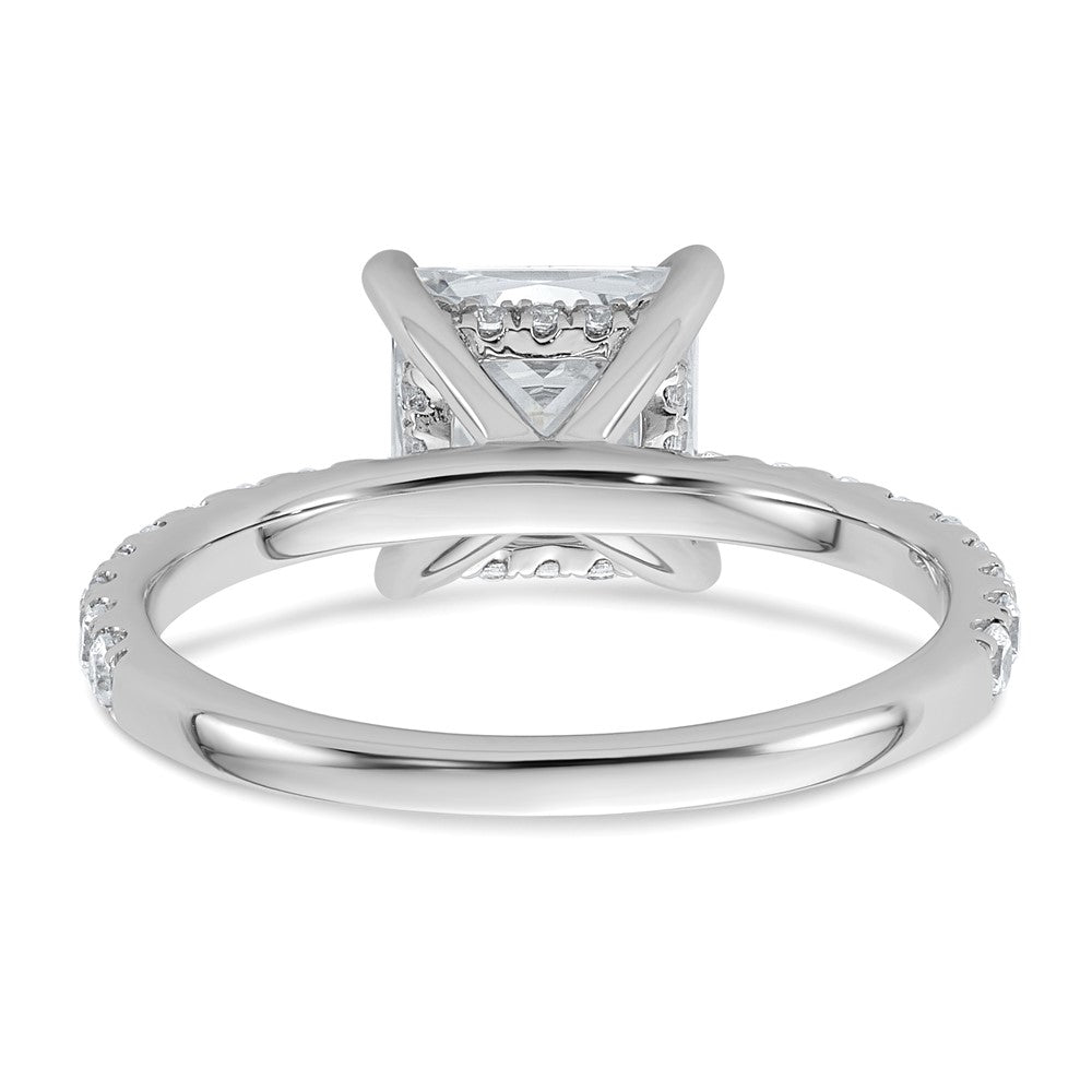 14K White Gold 2 1/2 carat Certified Lab Grown Diamond VS/SI+ G+ Princess Complete Solitaire with Flair Engagement Ring