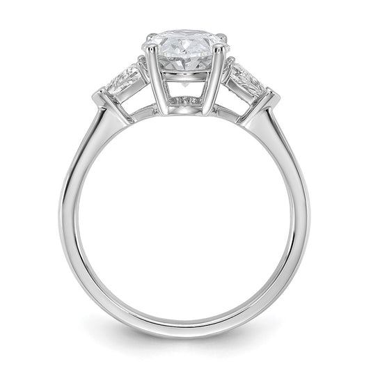 14K White Gold 2 1/2 carat Certified Lab Grown Diamond VS+ F+ Complete Oval and Trillion Three Stone Engagement Ring