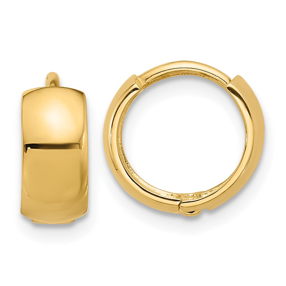 14K Yellow Gold Polished 5mm Hinged Huggie Hoop Earrings