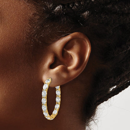 14K Yellow Gold 8 5/8 carat Lab Grown Diamond VS+ F+ Oval and Round Complete In and Out Hoop Earrings