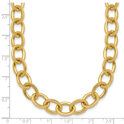 14K Yellow Gold Polished 9mm Round Cable Chain 18 Inch Necklace