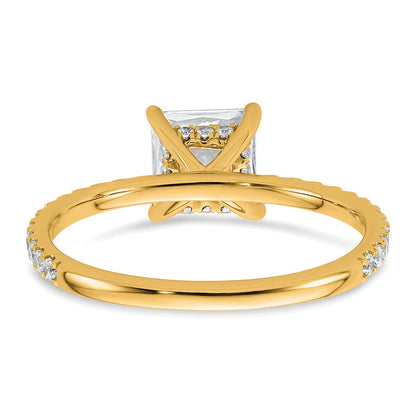 14K Yellow Gold 1 3/8 carat Certified Lab Grown Diamond VS+ F+ Princess Complete Solitaire with Flair Engagement Ring