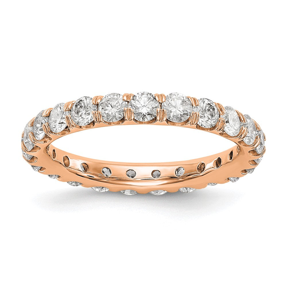True Origin 14K Rose Gold 2 carat Lab Grown Diamond VS+ F+ Size 4 Complete Eternity Wedding Band Ring