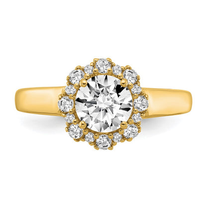 True Origin 14K Yellow Gold 1/4 carat Lab Grown Diamond VS+ F+ Semi-Mount Round Halo Engagement Ring