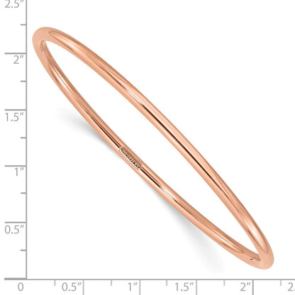 14K Rose Gold Polished 3.00mm Slip-on Round Bangle Bracelet