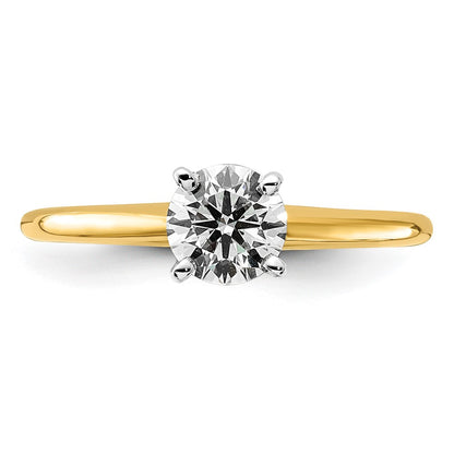 14K Two-Tone Gold 3/4 carat Lab Grown Diamond VS+ F+ Round Complete Solitaire Engagement Ring