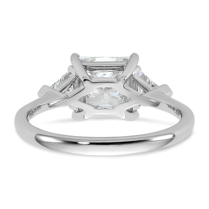 14K White Gold 1/2 carat Lab Grown Diamond VS+ F+ Trillion and 2 carat Princess Center Semi Mount Three Stone Engagement Ring