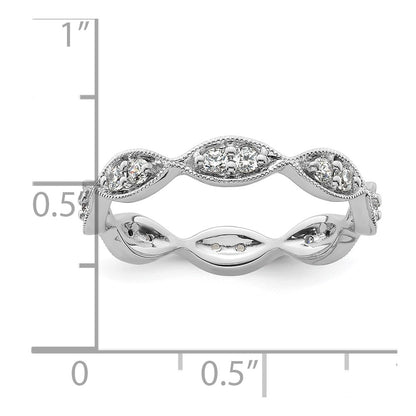 14K White Gold Polished Size 8.5 Vintage Pave 1/2 carat Diamond Complete Eternity Wedding Band Ring