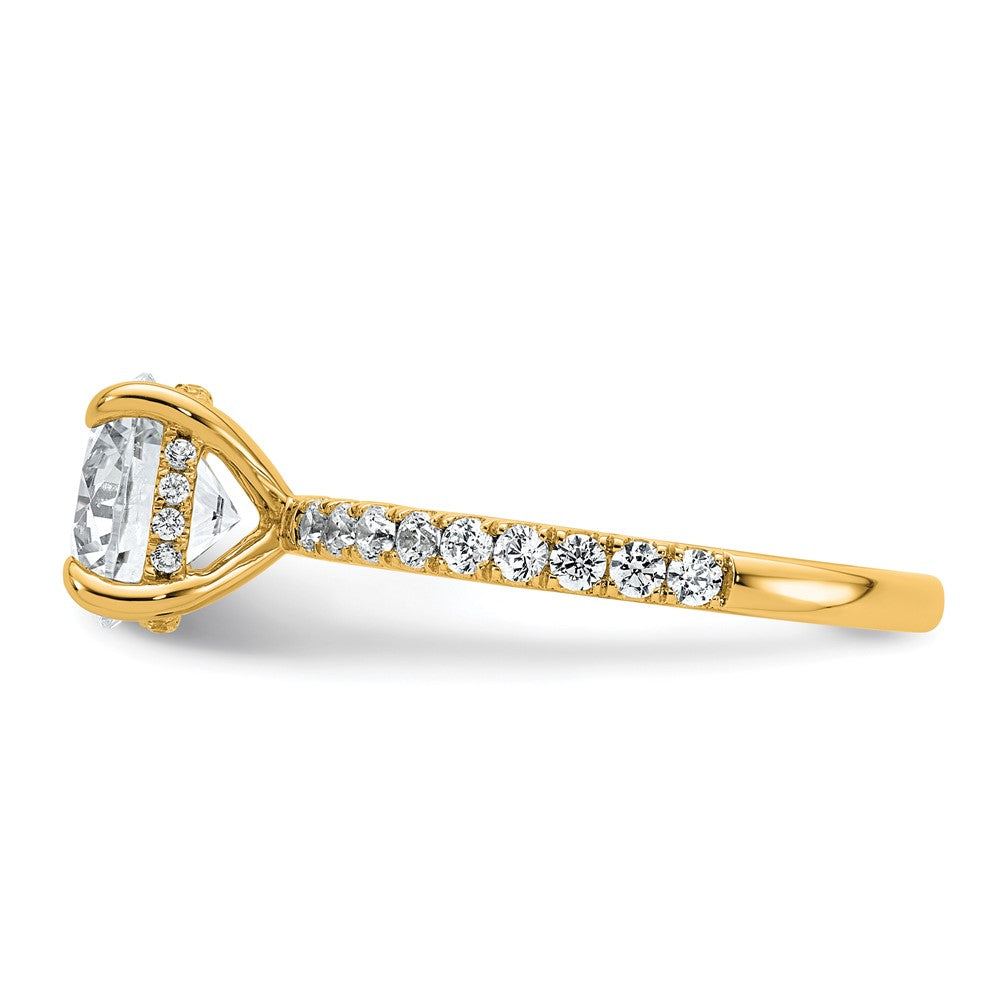 14K Yellow Gold 2 3/8 carat Certified Lab Grown Diamond VS/SI+ G+ Round Complete Solitaire with Flair Engagement Ring