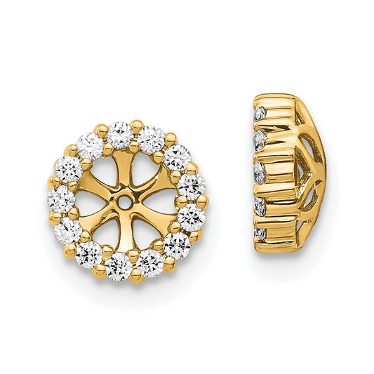 14K Yellow Gold 1/4 carat Diamond Circle Earring Jackets