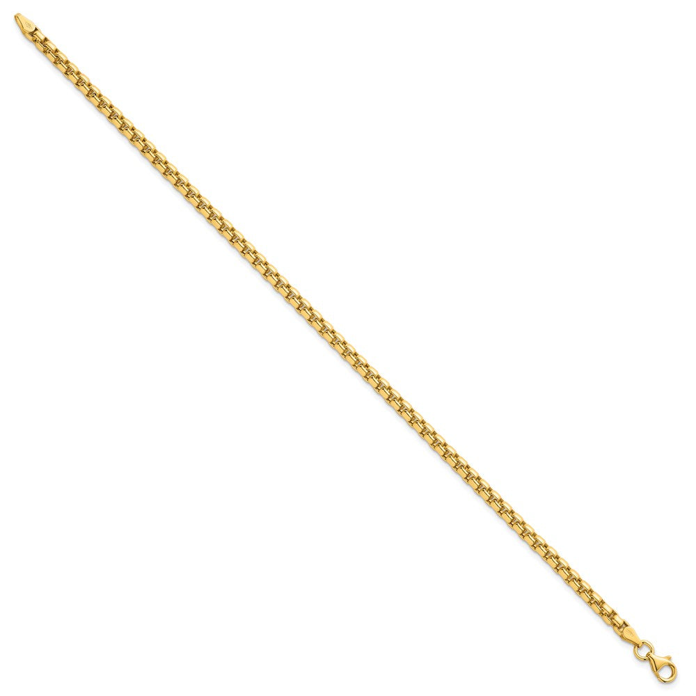 14K Yellow Gold Polished 3.5mm Rounded Box Chain 8.5 Inch Mens Bracelet