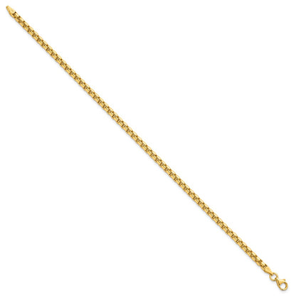 14K Yellow Gold Polished 3.5mm Rounded Box Chain 8.5 Inch Mens Bracelet