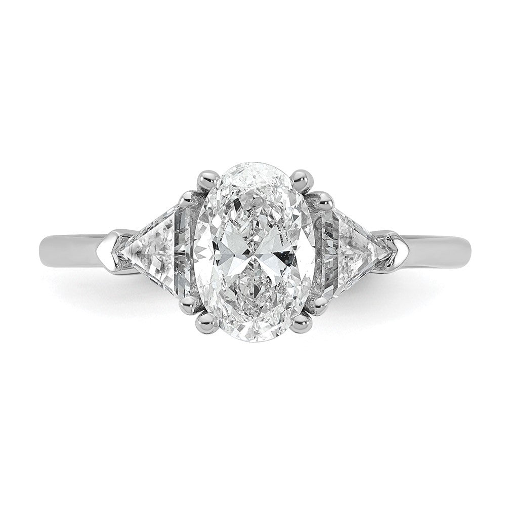 14K White Gold 1 1/2 carat Certified Lab Grown Diamond VS/SI+ G+ Complete Oval and Trillion Three Stone Engagement Ring