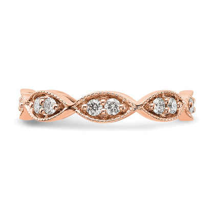 14K Rose Gold Polished Size 7 Vintage Pave 1/2 carat Diamond Complete Eternity Wedding Band Ring