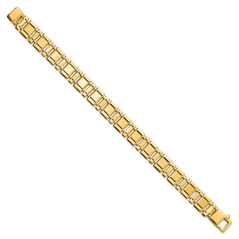 14K Yellow Gold Men's Brushed and Polished Link 8.5in Bracelet