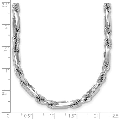 Sterling Silver Rhodium-plated Polished 4.75mm Figaro Rope Chain 19.75 Inch Necklace