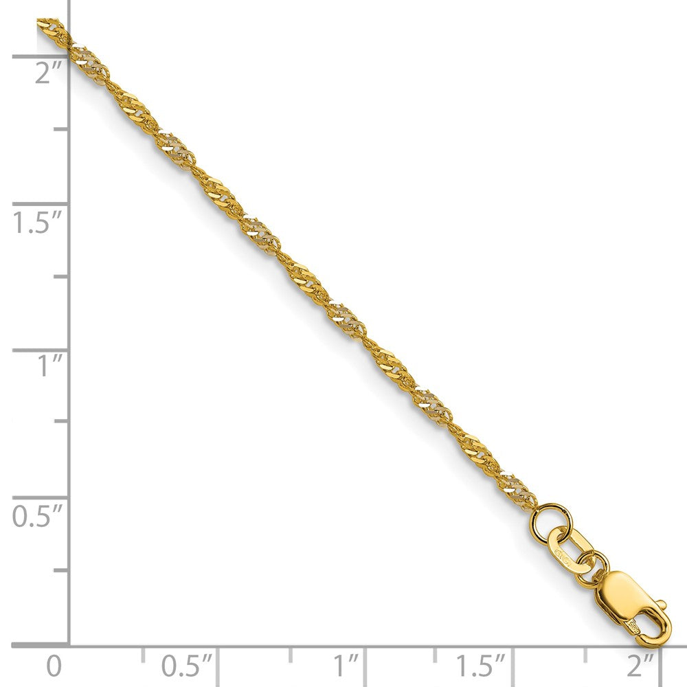 14K Yellow Gold with Rhodium 1.65mm Singapore 24 Inch Chain