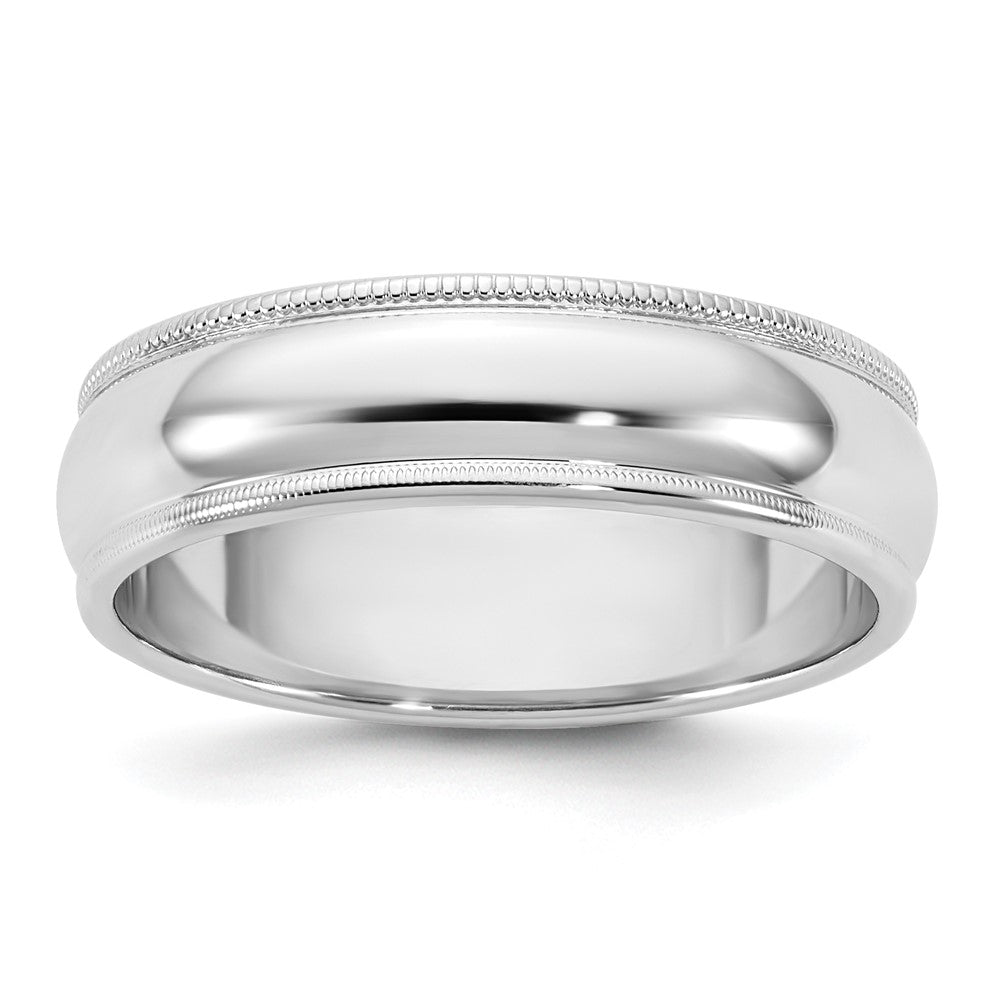 14k White Gold 5.5mm Milgrain Half Round Wedding Band Ring