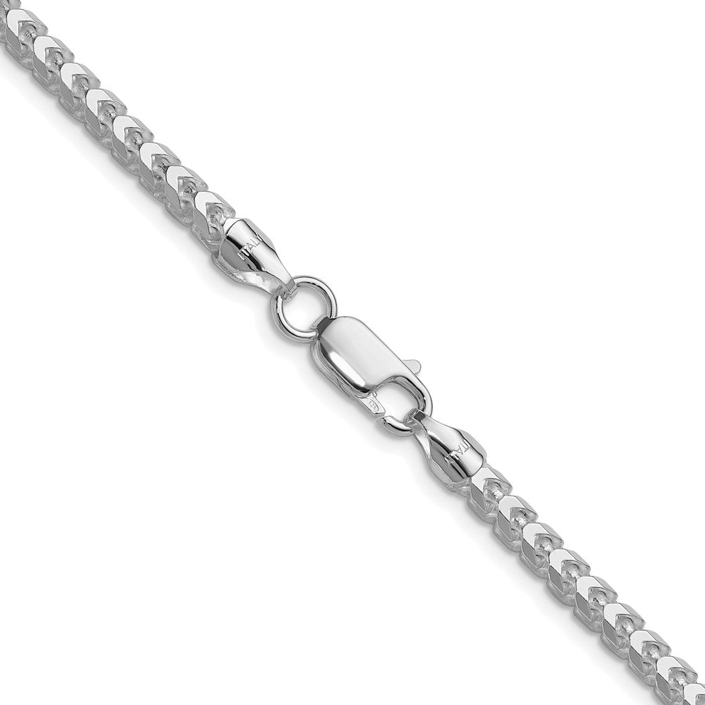 Sterling Silver Rhodium-plated 4.0mm D/C Square Franco 30 Inch Chain