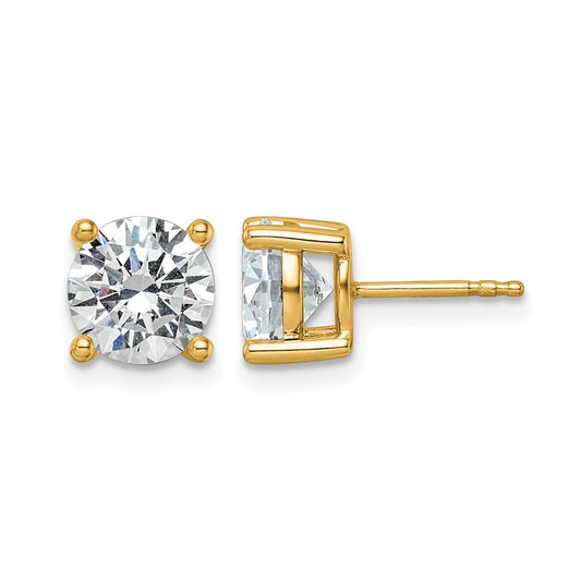 14K Yellow Gold 3 carat Certified Lab Grown Diamond VS/SI+ G+ Round Complete Four Prong Lightweight Stud Earrings