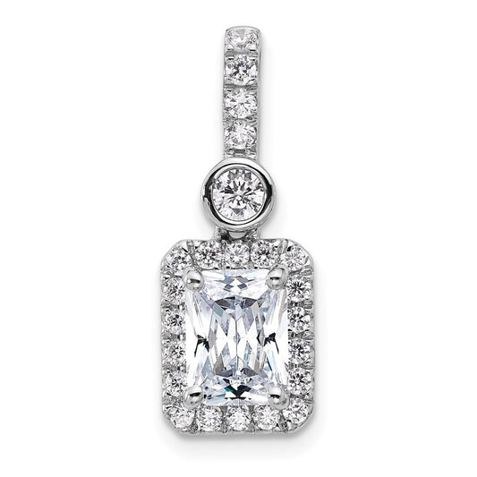 14K White Gold 2 carat Lab Grown Diamond VS/SI+ G+ Radiant Complete Halo Pendant