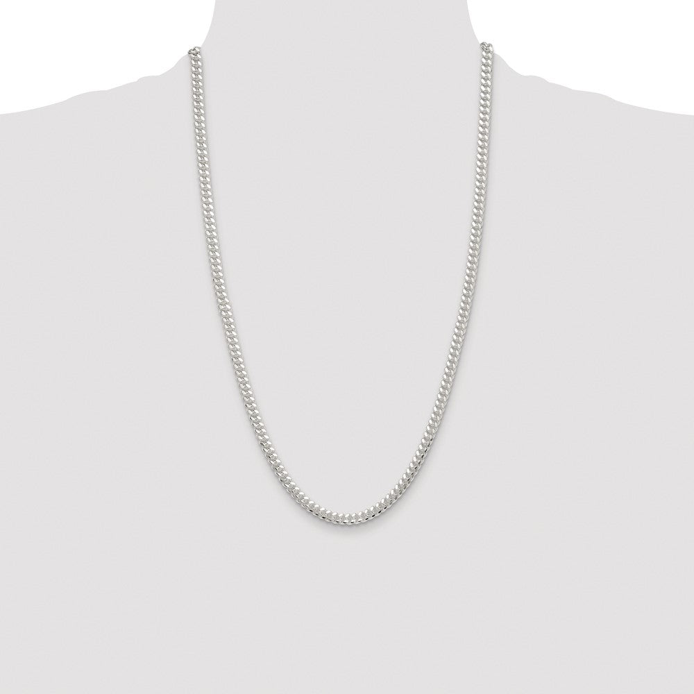 Sterling Silver Rhodium-plated Polished 5.7mm Domed Curb 26 Inch Chain
